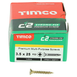 TIMCO C2 Strong-Fix Pozi Double Countersunk Wood Screws - 3.5 x 25mm - Yellow Zinc - Pack of 200