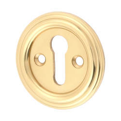 Jedo Parisian Escutcheon - 42mm Diameter - Keyhole - Polished Brass