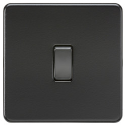 Knightsbridge 10AX 1 Gang Screwless Flat Plate Double Pole Light Switch - Matt Black