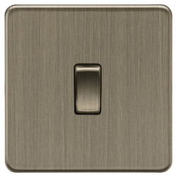 Knightsbridge 10AX 1 Gang Screwless Flat Plate Double Pole Light Switch - Antique Brass