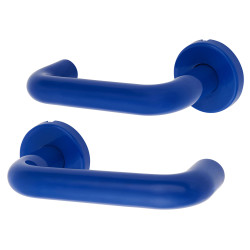 Hoppe AR600/20 Cobalt Blue Nylon Steel Core Safety Door Handle on Rose - Paris Range