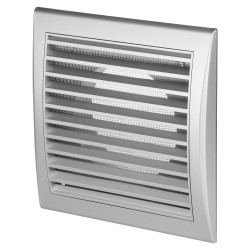 Awenta Luna Plastic Fixed Blade Wall Grille with Anti-Insect Net - 4"/100mm - Satin