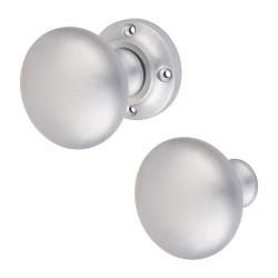 Altro Satin Chrome  Round Rim Door Knob - 57mm Rose Diameter