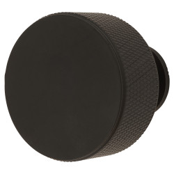 Carlisle Brass Knurled Radio Round Cabinet Knob - 35mm Diameter - Matt Black