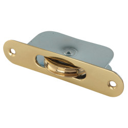 Altro Radius Ball Bearing Sash Window Pulley - 44mm Curved Metal Wheel - Polished Brass