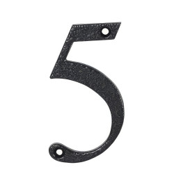 76mm Screw Fix Door Numeral - 5 - Antique Black Iron