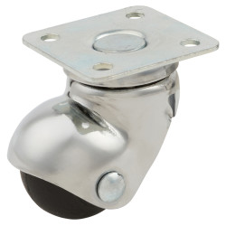 Coldene Rollstar Low Level Furniture Castor - Swivel - 30kg Max - 30mm Diameter - Chrome Plated