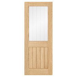 LPD Belize 1 Light Clear Glazed with Frosted Lines Pre-Finished Internal Door - 1981 x 762mm - Oak