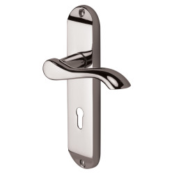 M Marcus Polished Chrome Scroll Keyhole Lock Door Handles - Aurora Range - 183 x 42mm