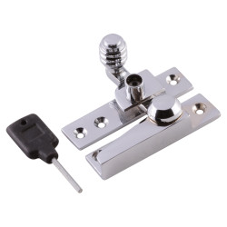 Altro London Beehive Pattern Quadrant Arm Locking Sash Window Fastener - 65 x 20mm - Polished Chrome