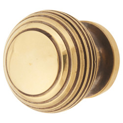 From The Anvil Beehive Round Cabinet Knob - 30mm Diameter - Antique Brass