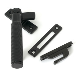 From The Anvil Brompton Knurled Locking Mortice & Hook Plate Window Fastener - Left - Matt Black