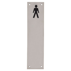 Altro Finger Plate - Mens Toilet Door Sign - 300 x 75mm - Polished Stainless Steel
