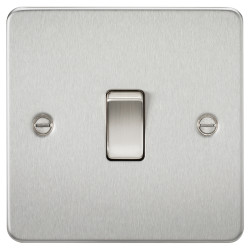 Knightsbridge 20A 1 Gang Flat Plate Double Pole Appliance Switch - Brushed Chrome