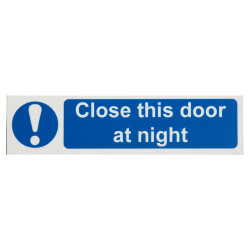 Altro Close This Door At Night Sign - 100 x 100mm - Rigid Plastic