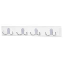 Altro Double Coat Hook Rail - 450 x 70 x 15mm - 4 Hooks - White Board with Polished Chrome Hooks