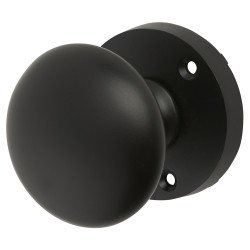 Touchpoint Matt Black Round Mortice Door Knob - 60mm Rose Diameter