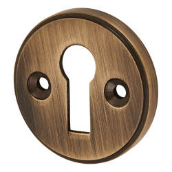 Altro Escutcheon - 40mm Diameter - Keyhole - Antique Brass