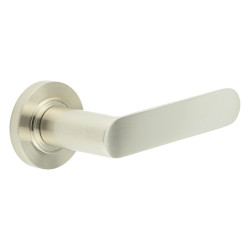 Burlington by Frelan Satin Nickel Fire Rated Door Handles on Round Rose - Kensington Range