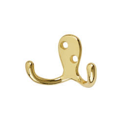 Altro Diecast Double Coat Hook - 70 x 20mm - Polished Brass - Pack of 10