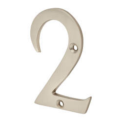 Altro 76mm Screw Fix Door Numeral - 2 - Satin Nickel