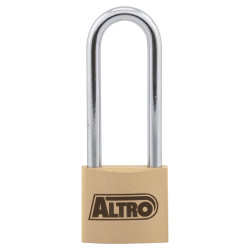 Altro Solid Brass Long Shackle Padlock - 40mm Body - 51 x 23mm Shackle - Keyed to Differ
