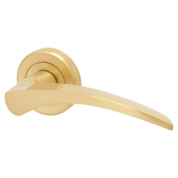 Serozzetta by Carlisle Brass Satin Brass Door Handles on Round Rose - Olivier Range