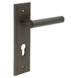 Burlington by Frelan Dark Bronze Fire Rated DIN Euro Lock Door Handles - Richmond - 200 x 55mm