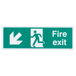 Altro Fire Exit Running Man Down Left Arrow Sign - 450 x 150mm - Rigid Plastic