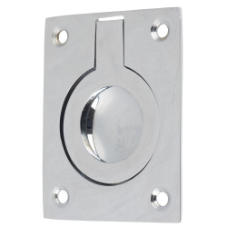 Altro Rectangular Flush Ring Cabinet Pull Handle - 63 x 50mm - Polished Chrome