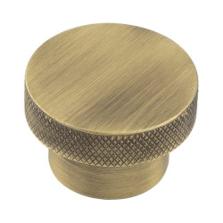 Hoxton by Frelan Wenlock Knurled Round Cabinet Knob - 40mm Diameter - Antique Brass