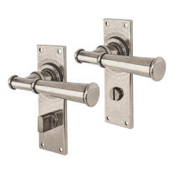 Finesse Natural Pewter Bathroom Door Handles - Danbury Range - 150 x 48mm