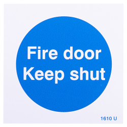 Altro Fire Door Keep Shut Door Sign - 100 x 100mm - Rigid Plastic - Pack of 10