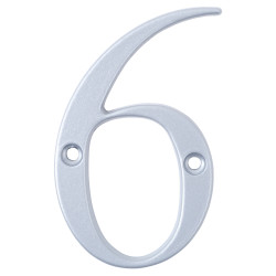 76mm Screw Fix Door Numeral - 6 / 9 - Premium Satin Silver