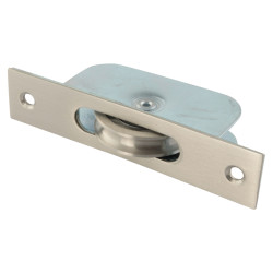 Altro Square Ball Bearing Sash Window Pulley - 44mm Curved Metal Wheel - Satin Nickel