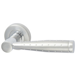 M Marcus Polished/Satin Chrome Dimple Door Handles on Round Rose - Roda Range