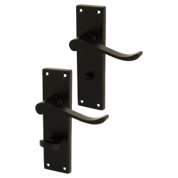 Touchpoint Matt Black Budget Scroll Bathroom Door Handles - Mia Range - 153 x 42mm