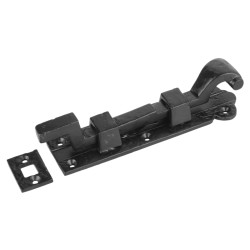 Olde Forge Blacksmith Necked Barrel Bolt - 203 x 48mm - Antique Black Iron