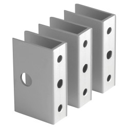 Pro Toilet Cubicle Wall Bracket - 12-13mm Panels - Satin Anodised Aluminium - Pack of 3