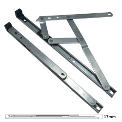 Standard uPVC/Timber Window Friction Stay Hinge - 17mm Stack - 12"/300mm - Top Hung - Pair