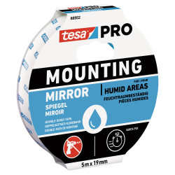 Tesa PRO 66952 Double Sided Mirror Mounting Tape for Humid Areas - 19mm x 5m - White