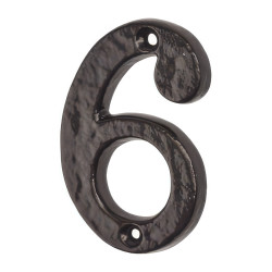 Elan 76mm Screw Fix Door Numeral - 6 / 9 - Metalized Antique Black Iron