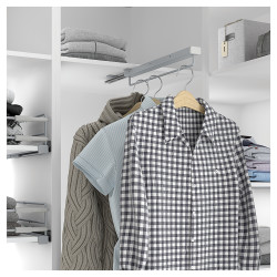 Altro Full Extension Ball Bearing Telescopic Wardrobe Rail - 445-743mm - Max 15kg - Satin Silver