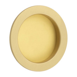 Burlington by Frelan Round Flush Pull Handle - 75mm Diameter - Satin Brass