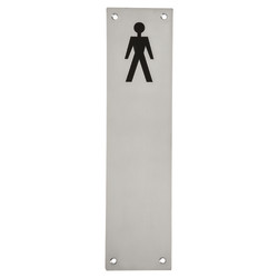 Altro Finger Plate - Mens Toilet Door Sign - 300 x 75mm - Satin Stainless Steel