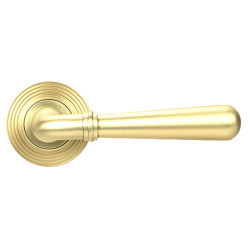 From The Anvil Satin Brass Door Handles on Round Beehive Rose - Newbury Range