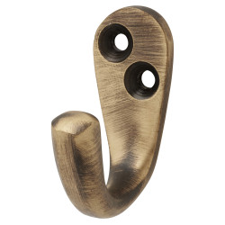 Hampstead Solid Brass Single Coat Hook - 43 x 17mm - Antique Brass