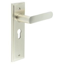 Burlington by Frelan Satin Nickel Fire Rated Euro Lock Door Handles - Kensington - 200 x 55mm