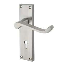 Touchpoint Satin Chrome Budget Scroll Keyhole Lock Door Handles - Mia Range - 153 x 42mm