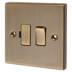 Knightsbridge 13A 1 Gang Switched Fused Spur - Antique Brass